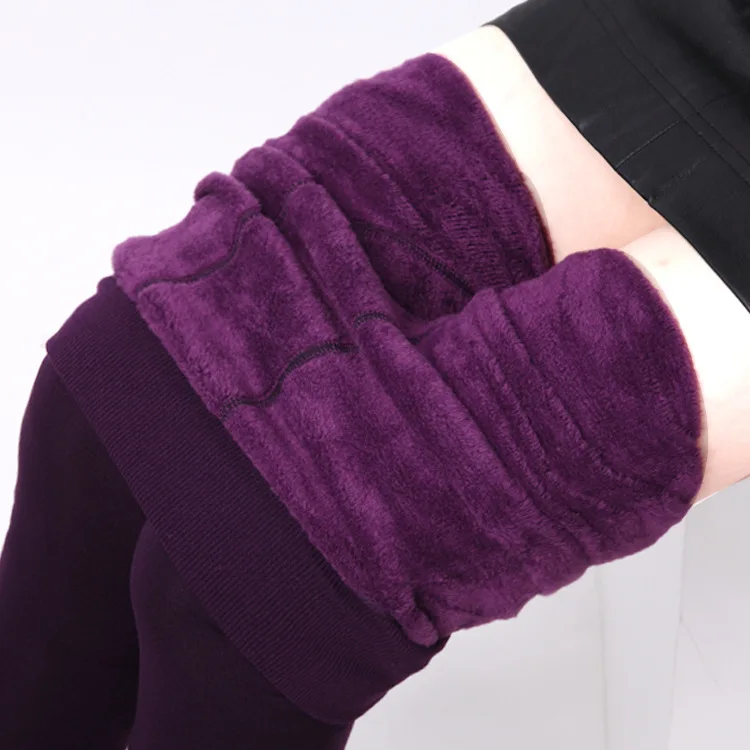 Autumn And Winter Thick High-waist Velvet One-piece Leggings Fleece Lined Warm Winter Pants Lady Warm Legging