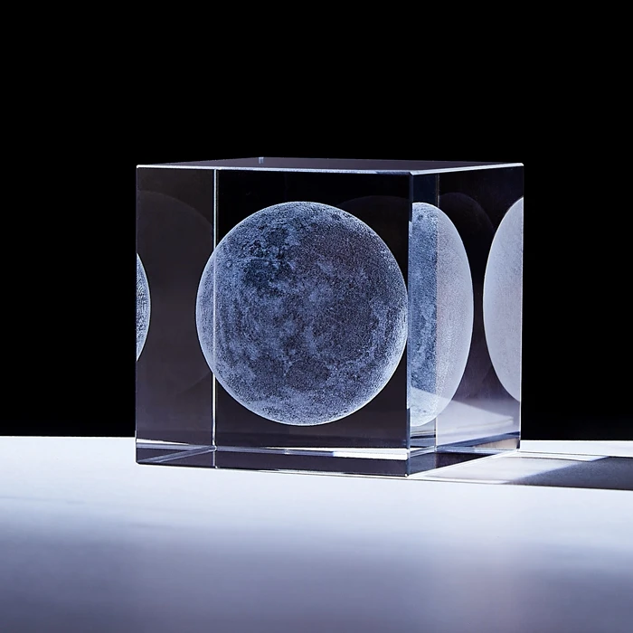 Wholesale Pujiang 3D laser engraving K9 crystal crafts wedding glass cubes design inside