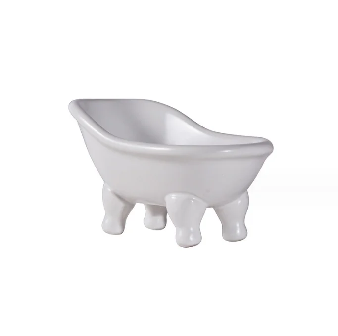 In Stock Hotel Ceramic Soap Dish Matte Colorful Mini Bathtub Shape Soap Holder Manufacture