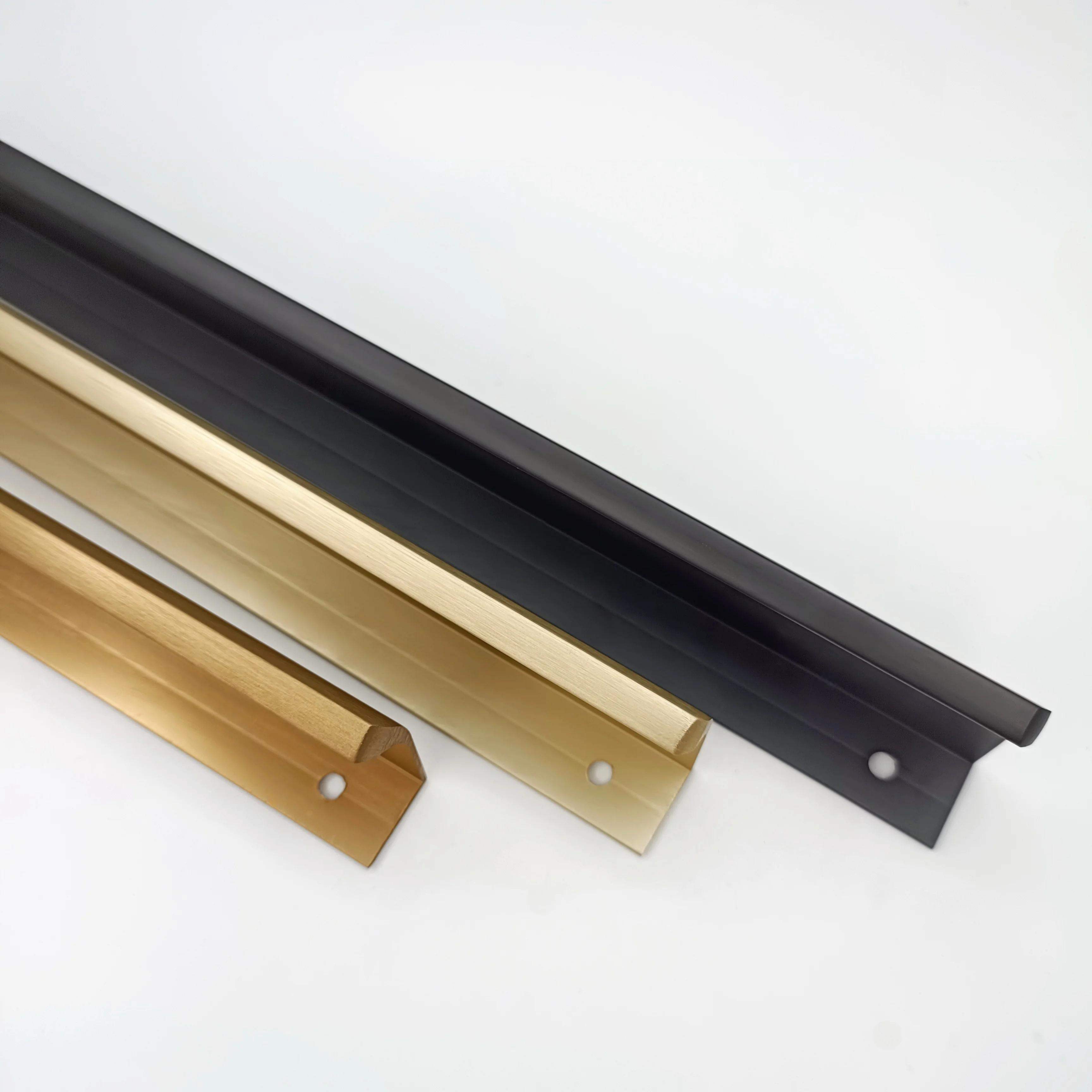 Furniture Drawer cabinet Handles Kitchen Wardrobe Furniture Edge pull Handles Aluminum Kitchen Concealed Black Furniture Handle