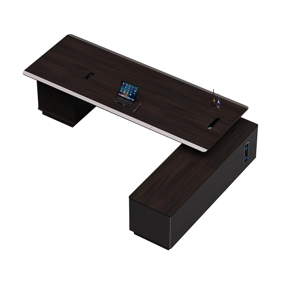 Коммерческая модная кожаная L-образная Таблица менеджера, исполнительный компьютерный Генеральный директор, современная офисная мебель, дизайн стола