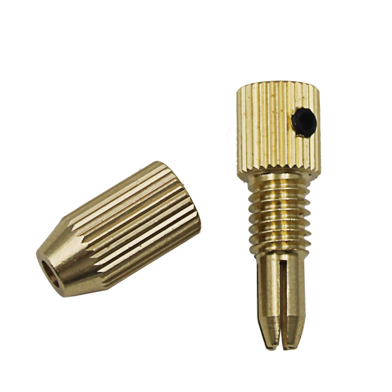 Brass Mini Drill Chuck Engraver Collet Chuck Electric Motor Shaft Fixture Clamp 0.8-1.5mm Rotary Tool Quick Change Chuck Adapter