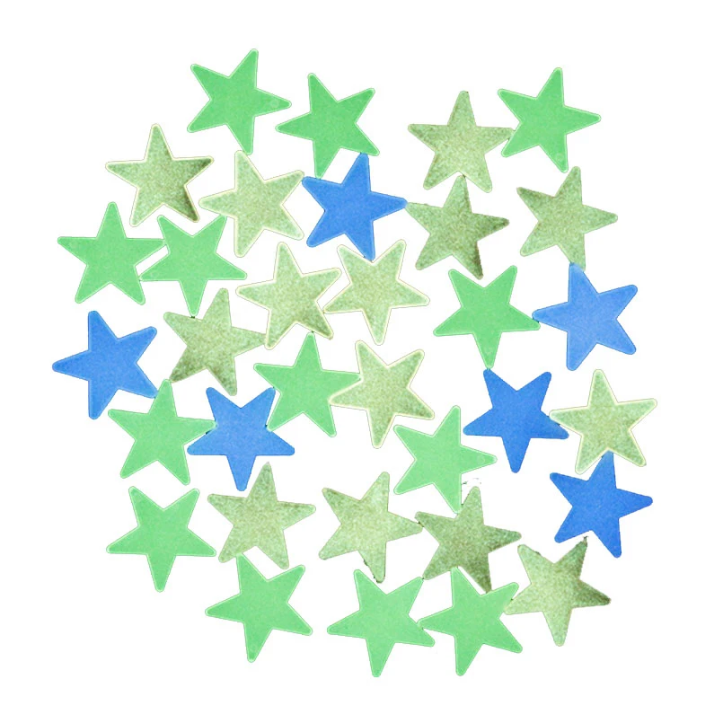 Vinyl Decal Rainbow Wall Sticker Luminous mixed size Glow in the dark Star and moon