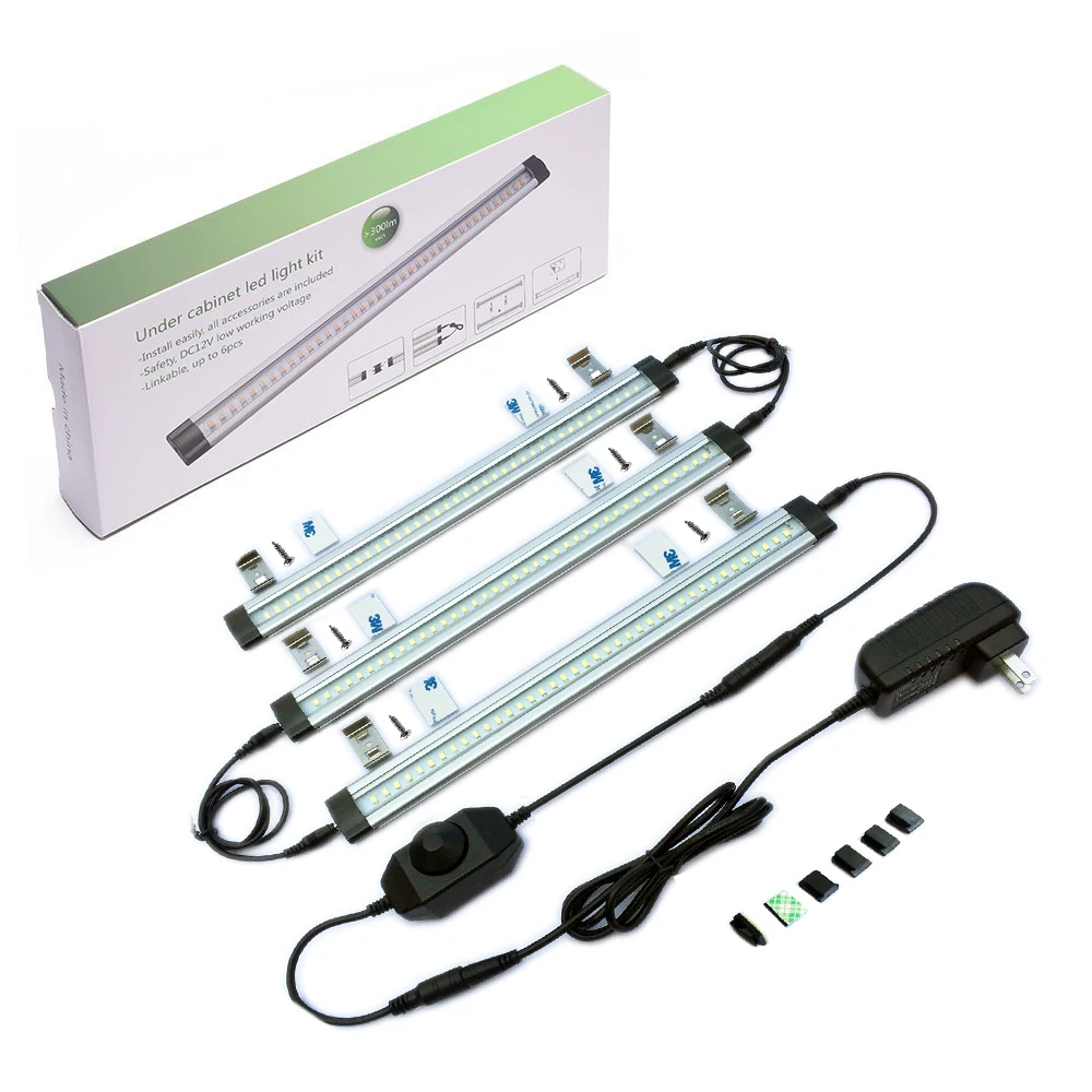 showcase display cabinet under shelf aluminum led strip light 3/4/6 Panels linkable