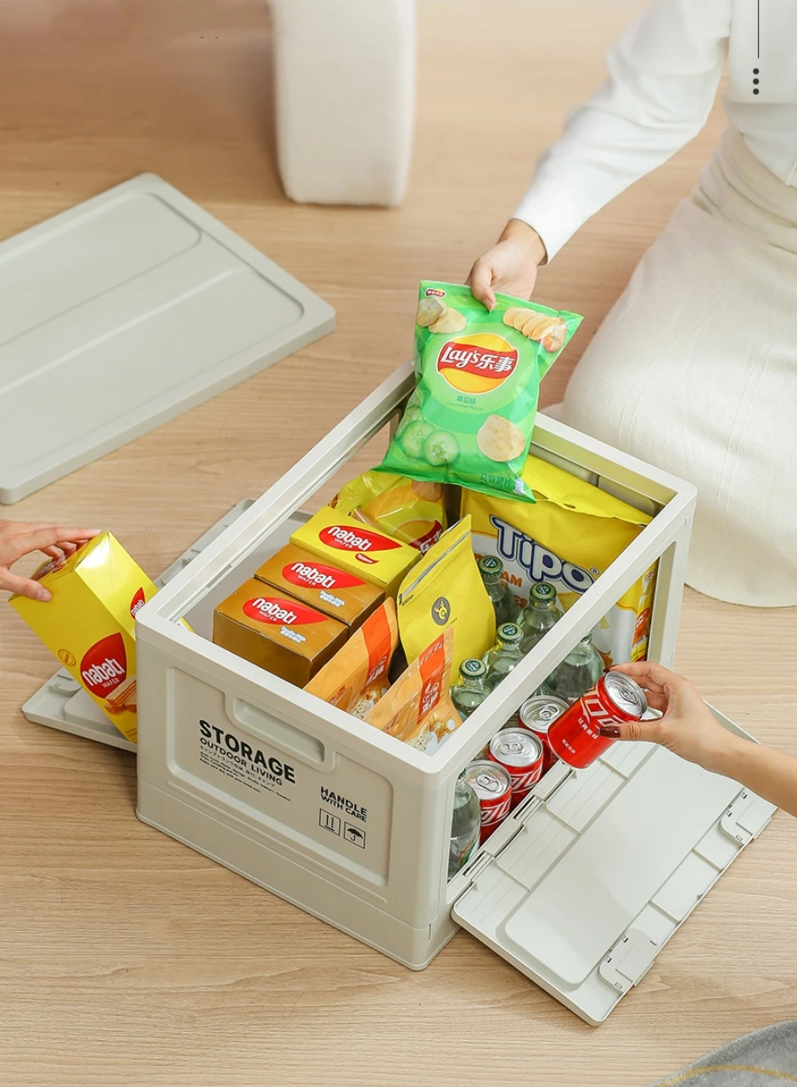 Extra-large Size Folding Storage Box Clothing Household Plastic Toy Storage Box Thickened Cabinet with Wood Cover