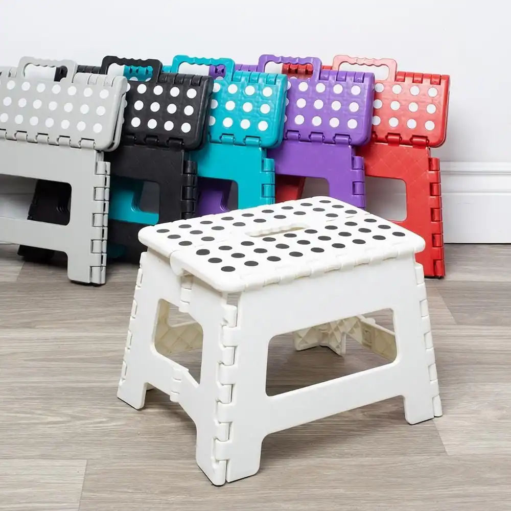 Cheap Durable Practical Speckled Single Handle Carry 9 inches Height Plastic Folding Step Stool