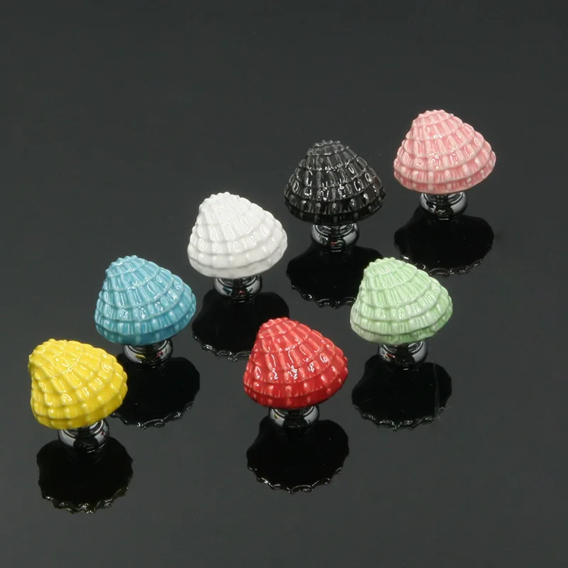 HOONE Chinese Manufacturer Wholesale Furniture Hand Painted Shell Style Ceramic Knobs