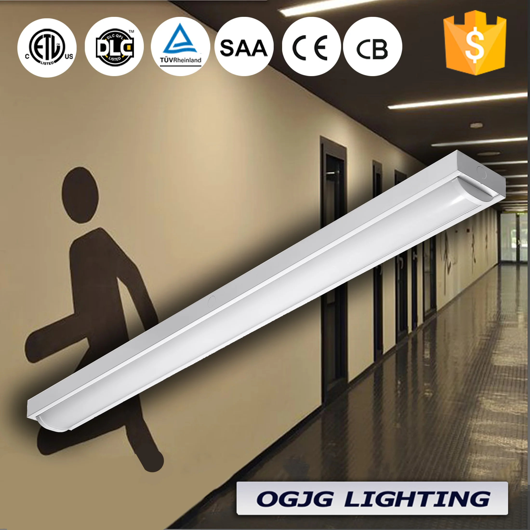 OGJG ETL DLC premium cETL aluminum heatsink led tube light dimmable ceiling mounted corridor led linear lighting fixture
