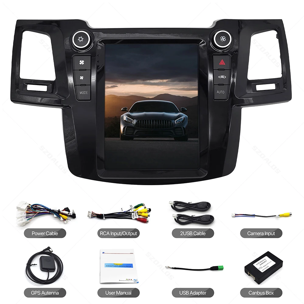 Автомобильный DVD-плеер в стиле Tesla 12 1 дюймов магнитола для Toyota Fortuner 2012-2015 вертикальный сенсорный экран android-экран
