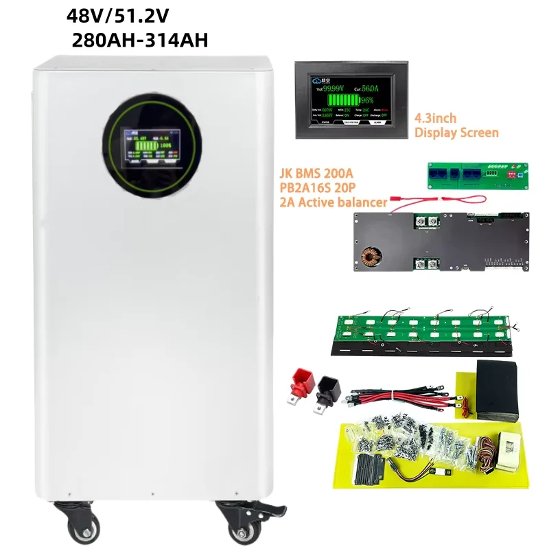 Vertical Stand UP with wheels case 48V 230Ah LiFePO4 Lithium Phosphate Battery Pack DIY Kits Assemble Box Without cells