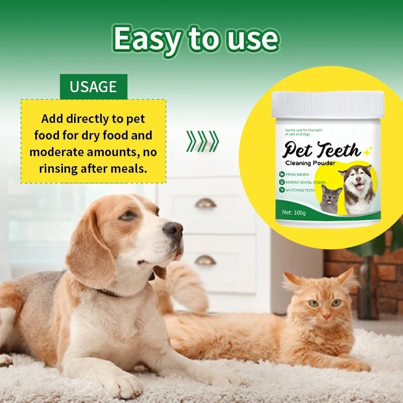 Custom Wholesale Pet Oral Care Dry Cleansing Powder Teeth Cleaning Powder for Dogs Prevents Dental Tartar