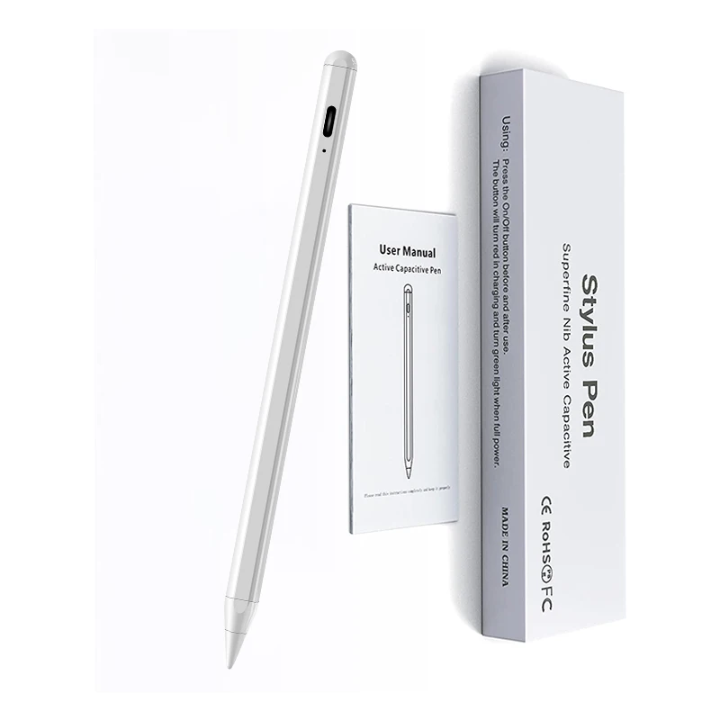 iPad Use Pencil Fine Point POM Tips Rechargeable Digital Stylus Pen for Drawing