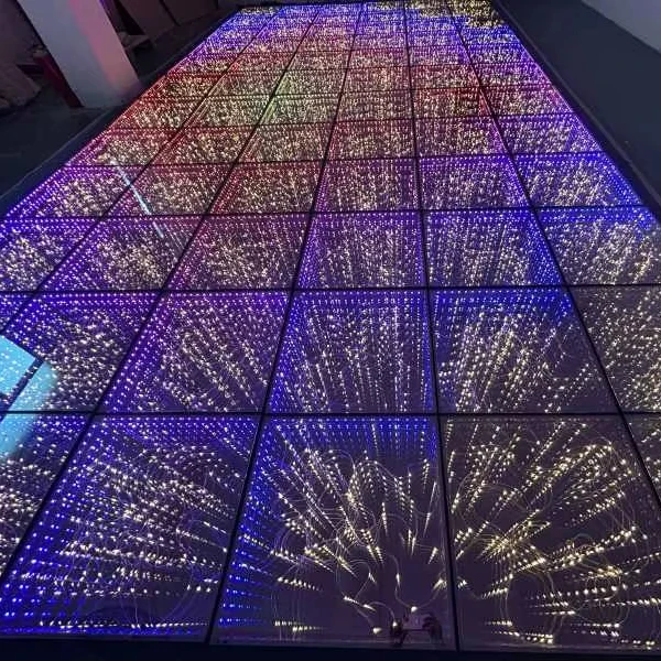 Магнитный беспроводной 3D бесконечный светодиодный зеркальный танцпол портативный закаленное стекло интерактивный для свадебной вечеринки диско