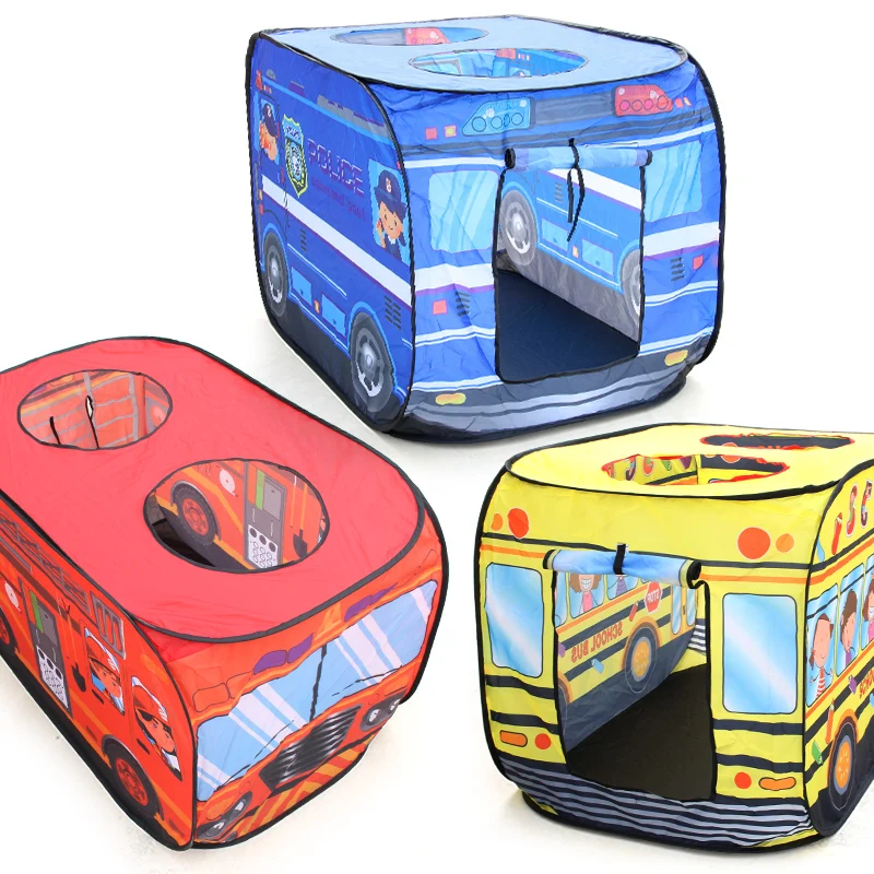 Hight Quality Camping Kids Tent Popup Playhouse Fire Truck Police Car Tent Car Indoor Outdoor Game House Bus Tent