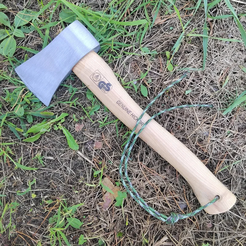 Bleached wooden handle camping survival wood axe hatchet