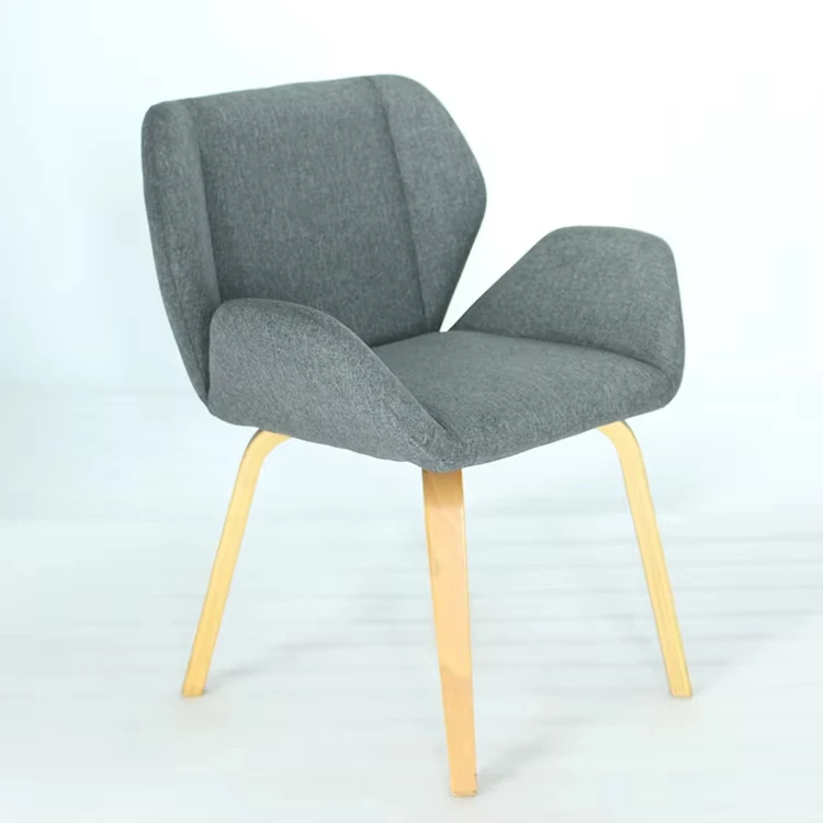 Cheap Wholesale Residential Furniture Fabric Cushion Solid Grey Wood Legs Dining Chair