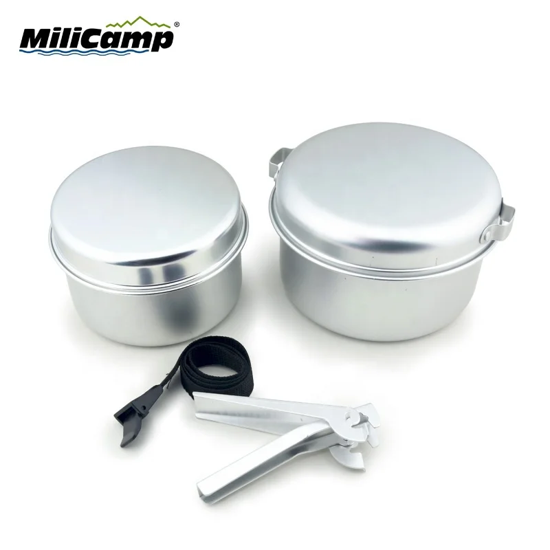 2-3 Person Aluminium Outdoor Picnic Camping Cookware Set Mess Kit Camping Pot Set