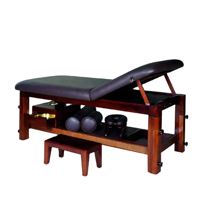 Нефритовый массажный стол в тайском стиле Аюрведа, деревянная массажная кровать для спа
