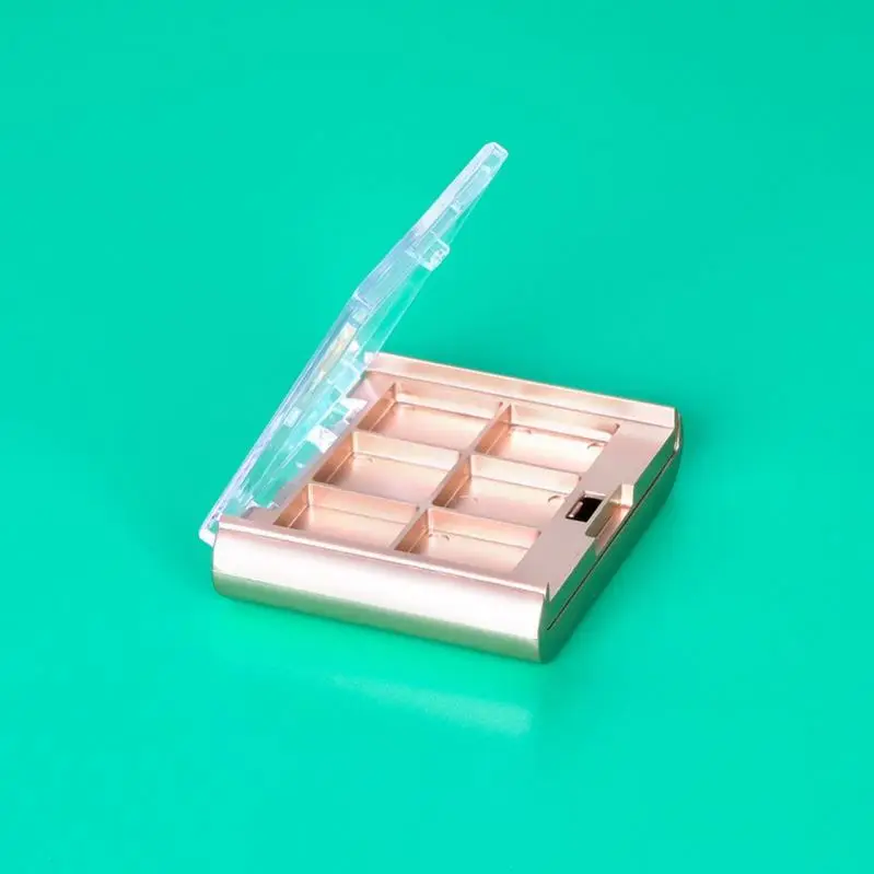 8 Colors Yellow Case Clear Lid Plastic Eyeshadow Palette With Space For Brush