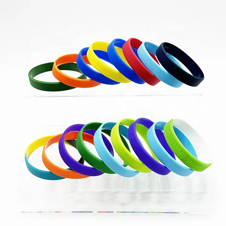 Promotional Custom Logo Design en Thin Rubber Silicone Bracelet Material Wrist Bands