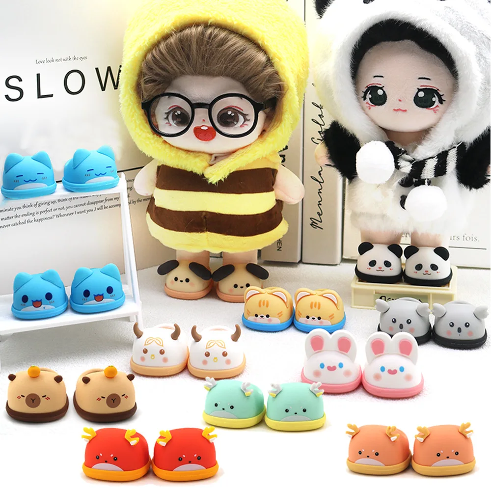 2024 Factory Direct Sale 20cm Cotton Doll Shark Rabbit Dog Pig Cute Pet Slippers Kids Diy Doll Dressing Accessories