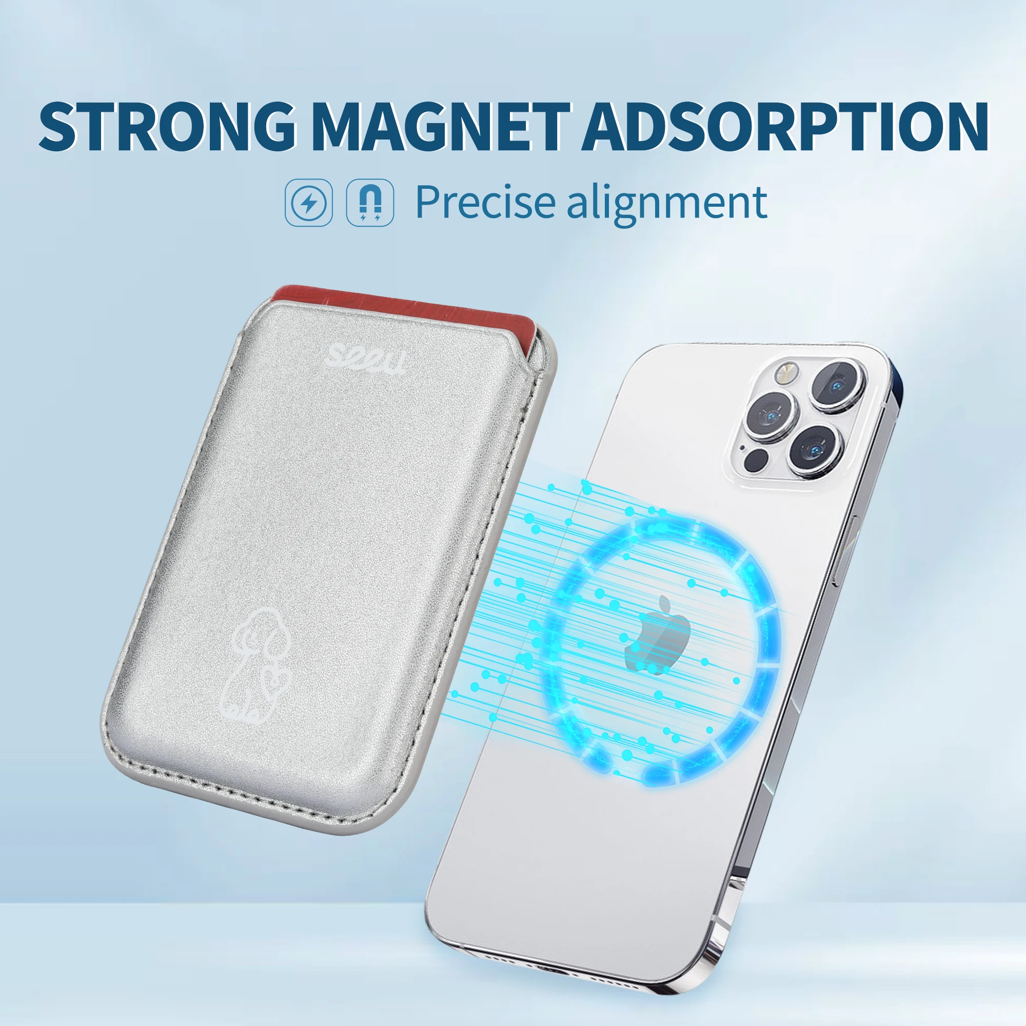 New Design Magnet Phone Card Case Wallet RFID Blocking Minimalist Slim Leather Magnetic Credit Card Holder Wallet