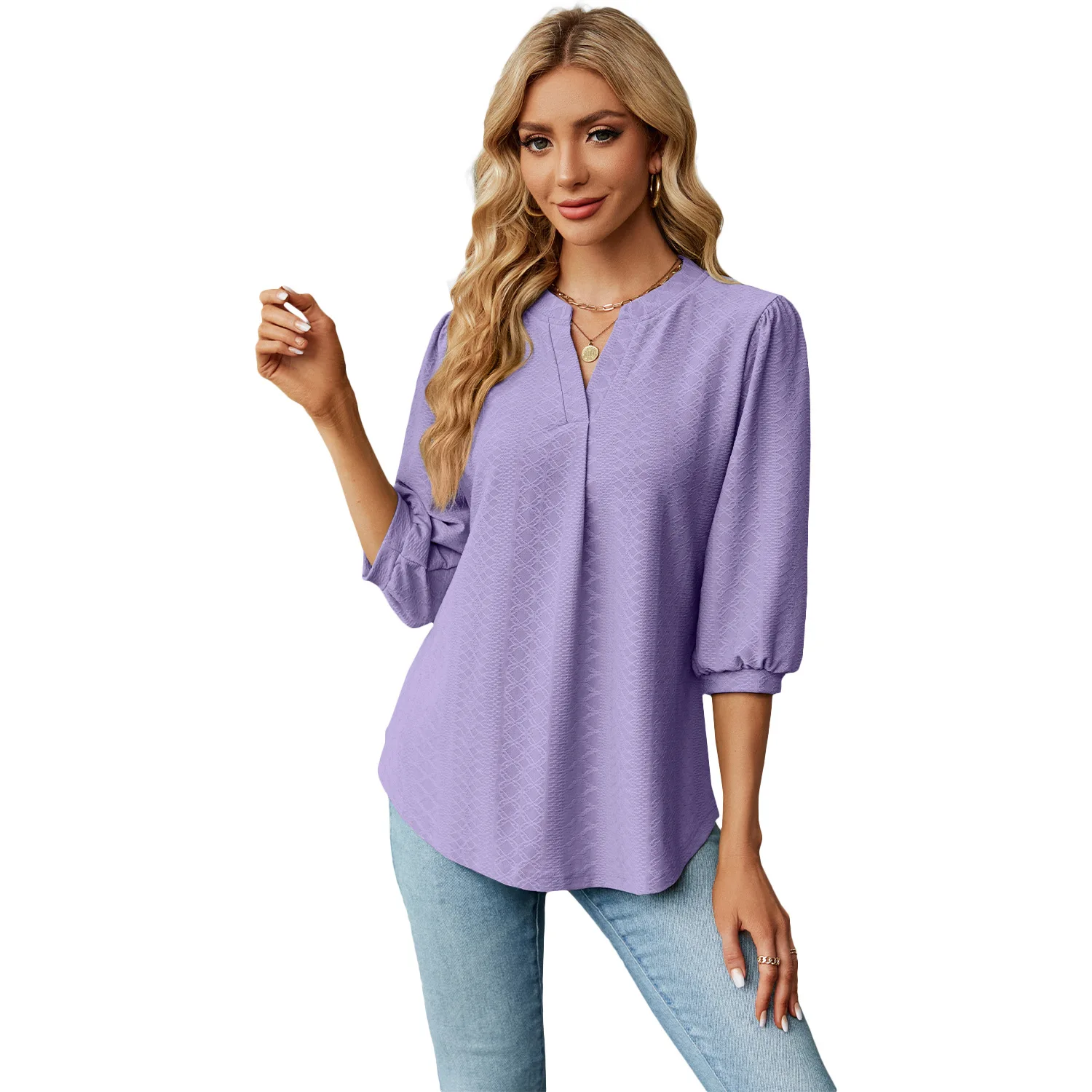 2024 High Quality Fashion Blouse Tops Blouse Wholesale Long-sleeved Basic T-shirts For Women