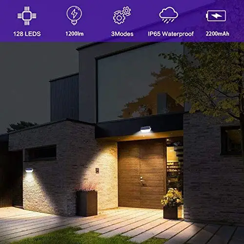 outdoor lamps led garden solar wall light 128 led