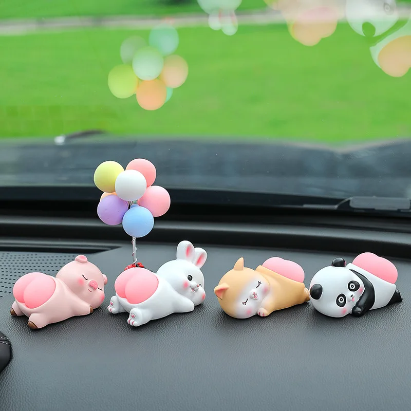 2023 Car Ornament Decoration Little Pig Panda Rabbit Creative Decompression Toy Q Bouncy Butt Doll