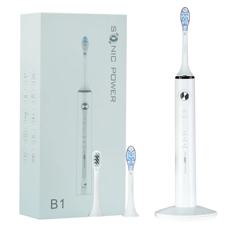Bauri B1 New Style With 2 Brush Heads Smart Wireless Charging Pressure Sensor Travel Sonic Electric Toothbrush