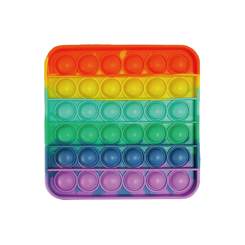 OEM Mini Keychain Pendant Silicone Squeeze Toys Pop Push Press Rainbow Bubble Fidget Toys Stress Relief Kids Educational Toys