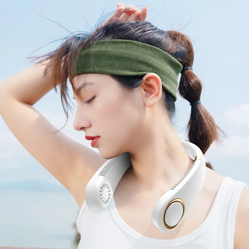 Portable New Design Hand-Free Sports Foldable USB Rechargeable Neckband Neck Band Lazy Neck Fan