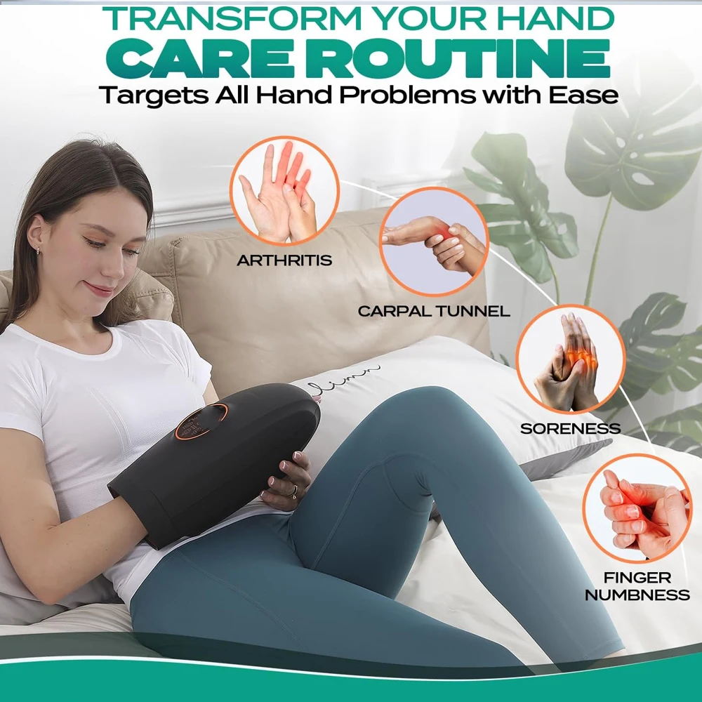 Best Selling 2024 Health Care Wireless Electric Hand Massager with 3 Levels Compression & Heat Cordless Hand Massager Machine