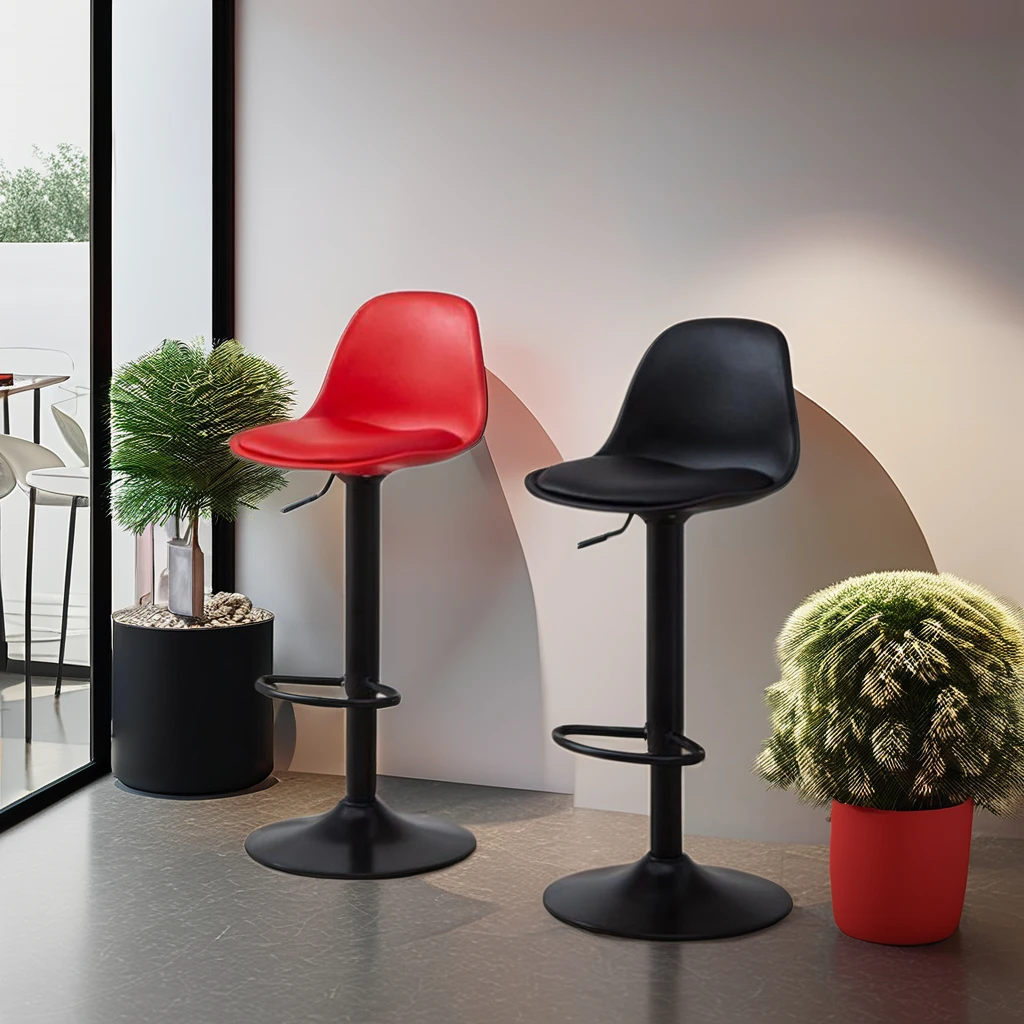 Wholesale Dining Room Furniture Bar Chair Bar Stool High Chair Modern Short Back PU Leather Cushion Bar Stools for Kitchen