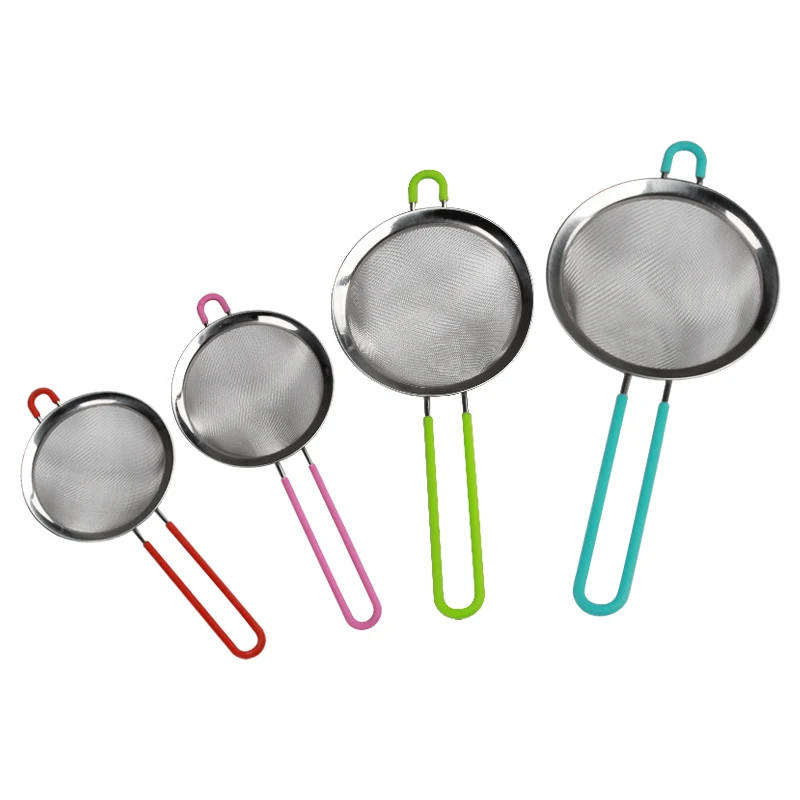 Stainless Steel Mesh Strainer 7-20CM Mesh Strainer with Silicone Handles