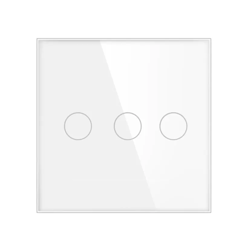 NOVSKI EU standard fully tempered glass light switch 3 Gang 1Way touch wall switch 82*82MM