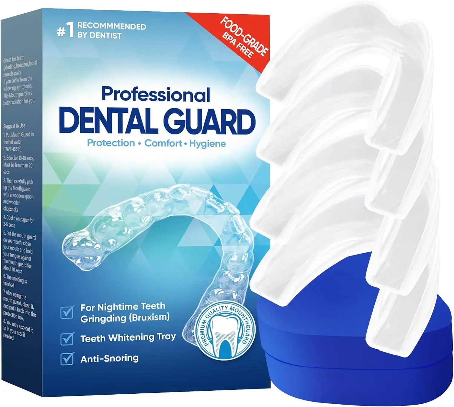 Mouth Guard for Teeth Grinding Prevention 4 Professional Dental Night Guard With 2 Different Sizes