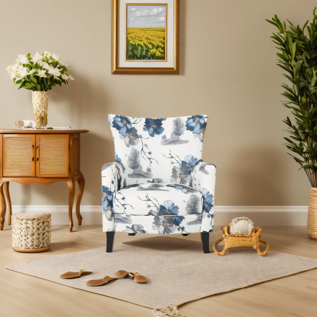 New stock arrivals minimalist simple modern comfort fabric leisure wooden lounge reclining living room chair