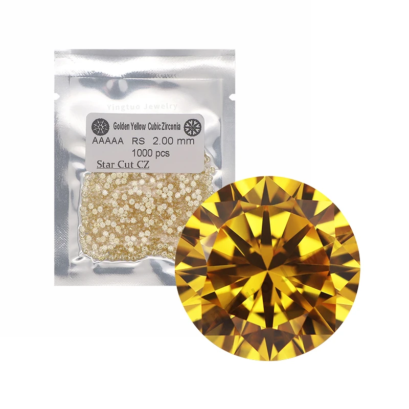 Factory Price Star Cut 5A Yellow Round Cubic Zirconia  Loose gemstone CZ Stone