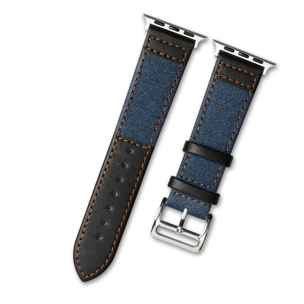 Two piece for Bands Soft Canvas Watch High Quality black Leather Watch Straps luxury Canvas Leather watch bracelet