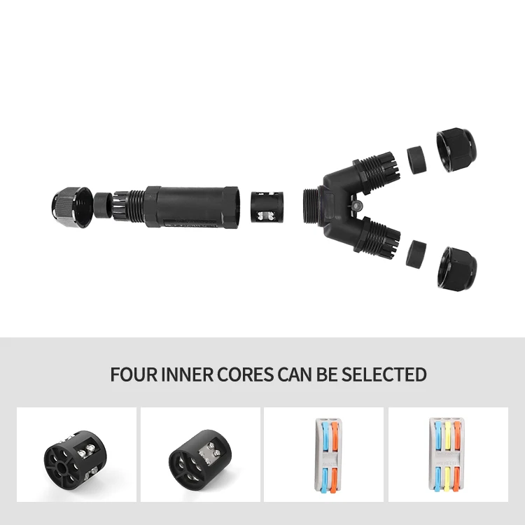 Manufacturer Y Shape 3 Way Outdoor LED Lighting Cable Gland Electrical Customized IP68 Waterproof Connector