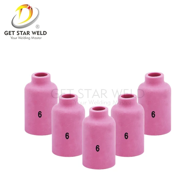 Get Star Weld WP17 18 26 tig torch consumables medium Alumina gas lens TIG ceramic cup nozzle 54N18/17/16/15/14/18L/17L/16L