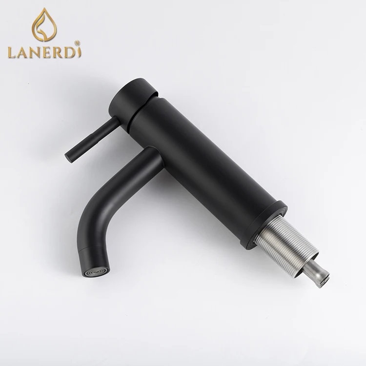 upc cheap black 1 hole 304 villas stainless steel restroom bathroom basin faucet mixer tap taps grifo de lavabo