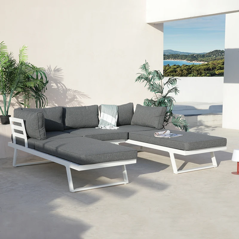 Современная мебель для сада модульная алюминиевая подушка для отдыха на открытом воздухе диван набор