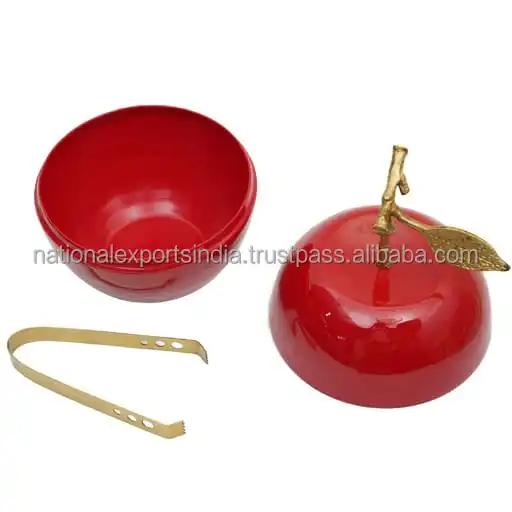 Bar Bear Apple Shape Enamel Bar Bear Tub For Ice  With Tong