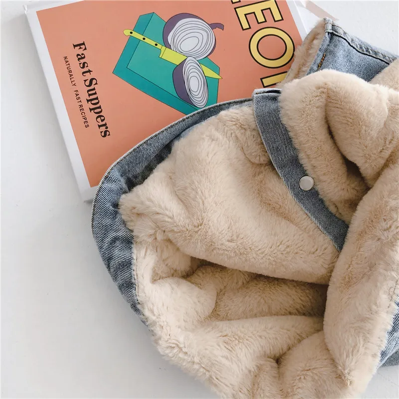 
Children Vest Outerwear Boy And Girl Winter Warm Coat Baby denim vest 