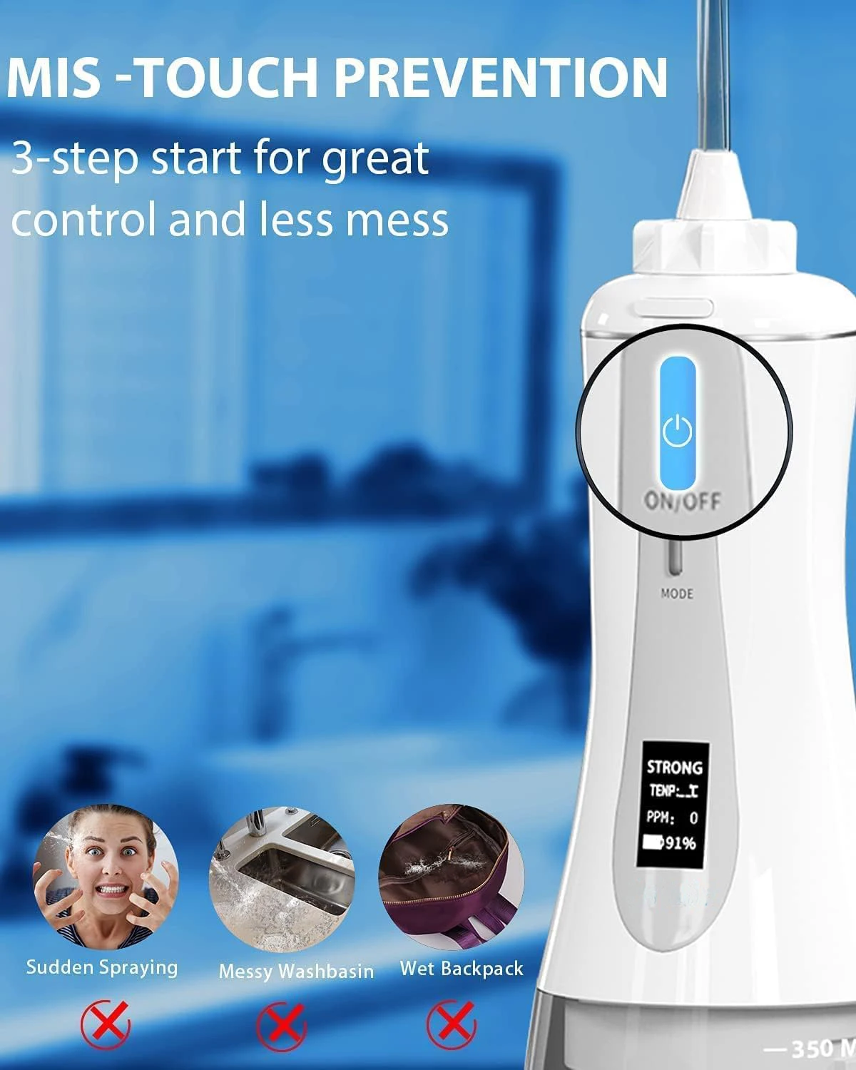 Water Flosser Manufacturer 300ml Cordless Water pulsing Flosser Portable Oral Irrigator for Teeth Cleaning