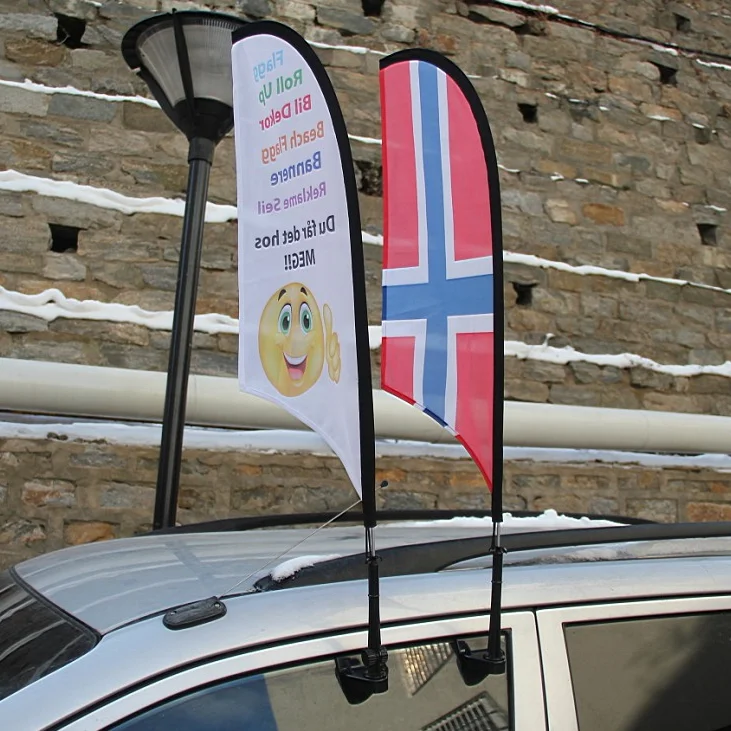 Mini car window flag in feather banner shape for car exhibition