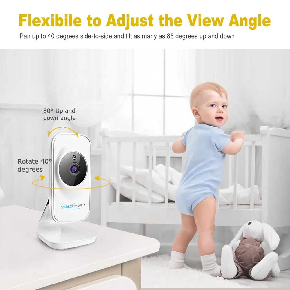 Videotimes 5.0 Inch Baby Monitor LCD Display with Wireless Night Vision Temperature and Lullabies Security Cameras and Audio