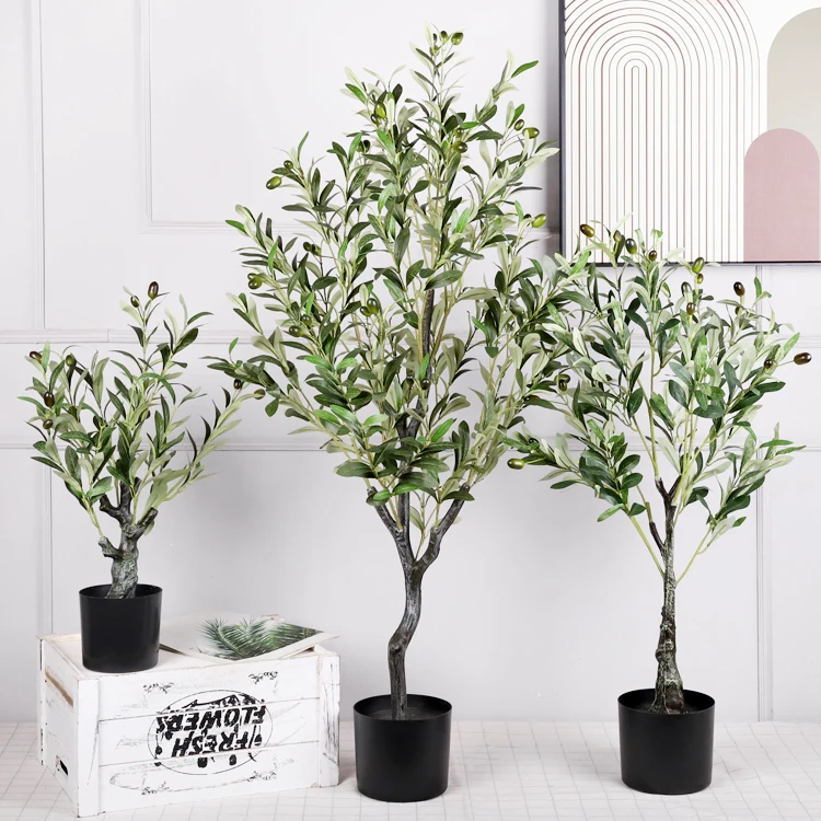 QiHao 60/90/120cm Factory Price Evergreen Decoration Faux Plant Artificial Olive Tree Plant with Fruits